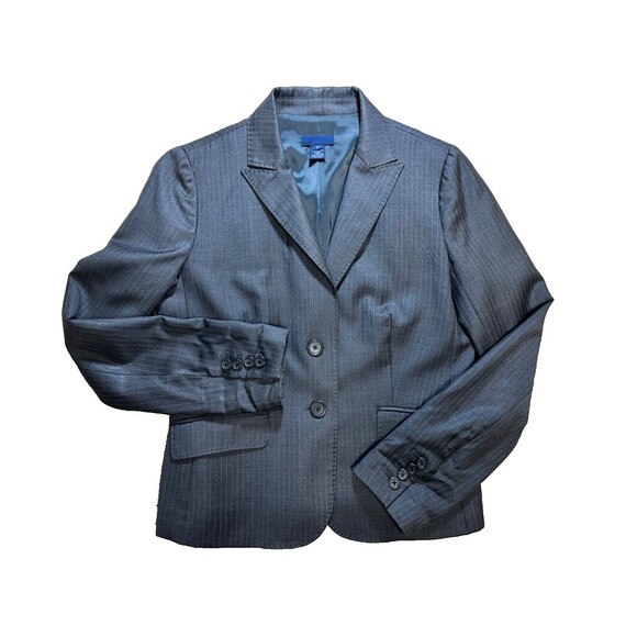 J Crew Womens Super 120s Gray Pinstripe 100% Wool Blazer Jacket Pockets - Size 6 - Picture 1 of 6